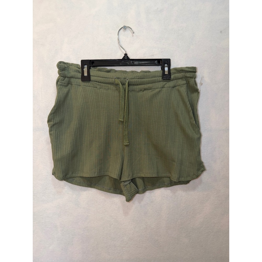 Vitamin A Ribbed Knit Drawstring Lounge Shorts Olive Green S/CH/G/P/V